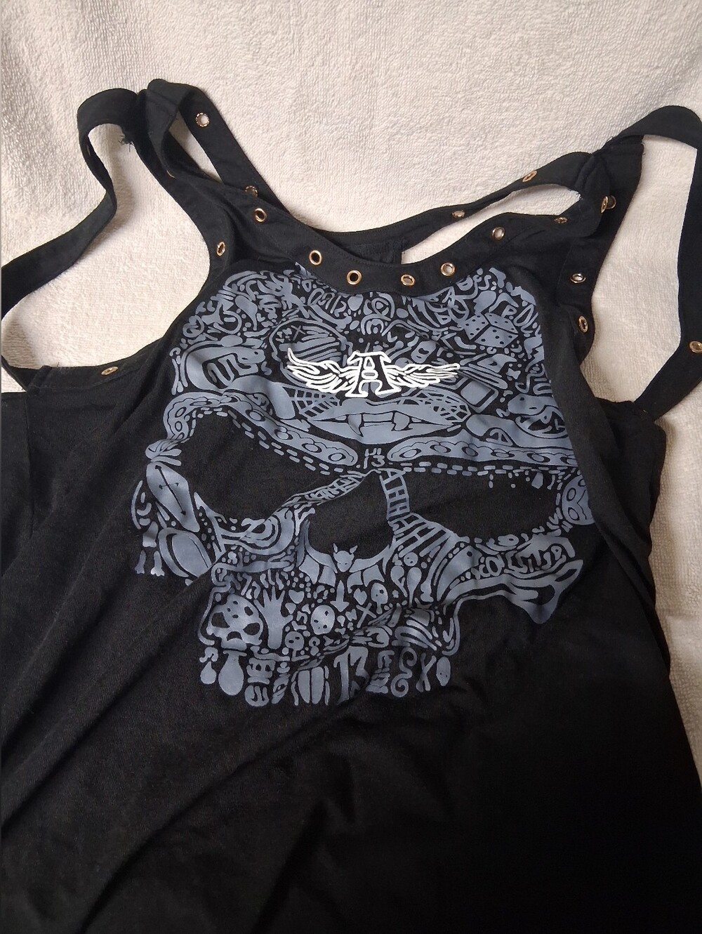 Black Stud-Detail Skull Tank Top